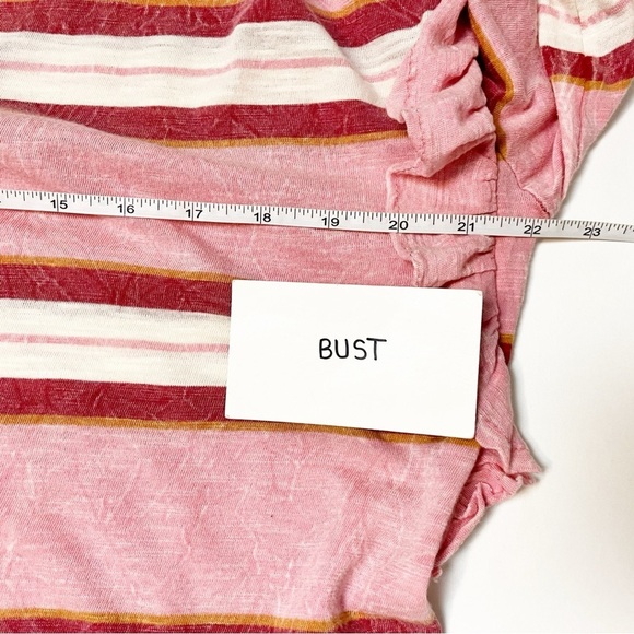 Anthropologie Pilcro Ruffled Open Back Top M pink stripe long sleeve t-shirt - Picture 10 of 13